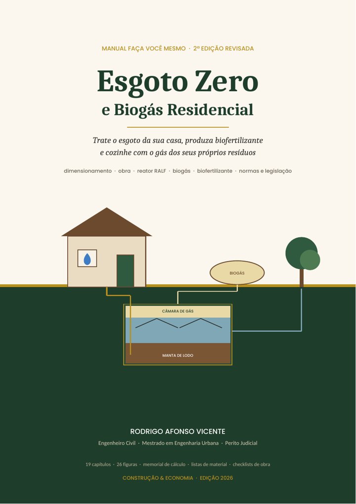 Capa do ebook Esgoto Zero e Biogás Residencial